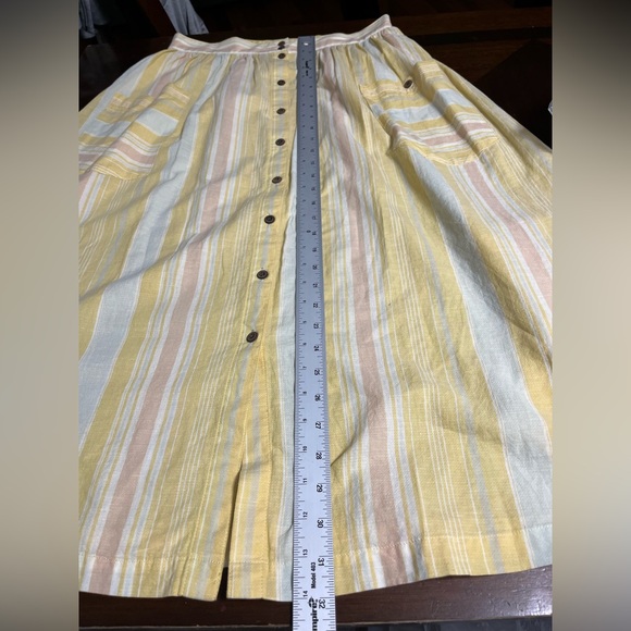 Patagonia Kamala Maxi Skirt Yellow Stripe Organic Cotton Hemp Blend Pockets M - Picture 11 of 11